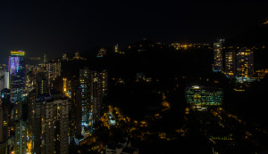 Image of The Peak, in Hong Kong, taken while rooftopping at night