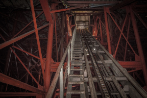 Image taken inside the Bobsleigh rollercoaster, in the dark, at Nara Dreamland