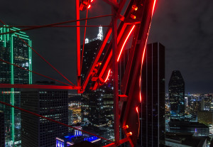Red Pegasus sign taken while rooftopping in downtown Dallas, Texas