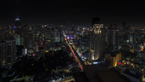 View of Sukhumvit road at night in Bangkok, Thailand