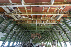 Interior of an abandoned Boeing jumbo jet in Bangkok, Thailand